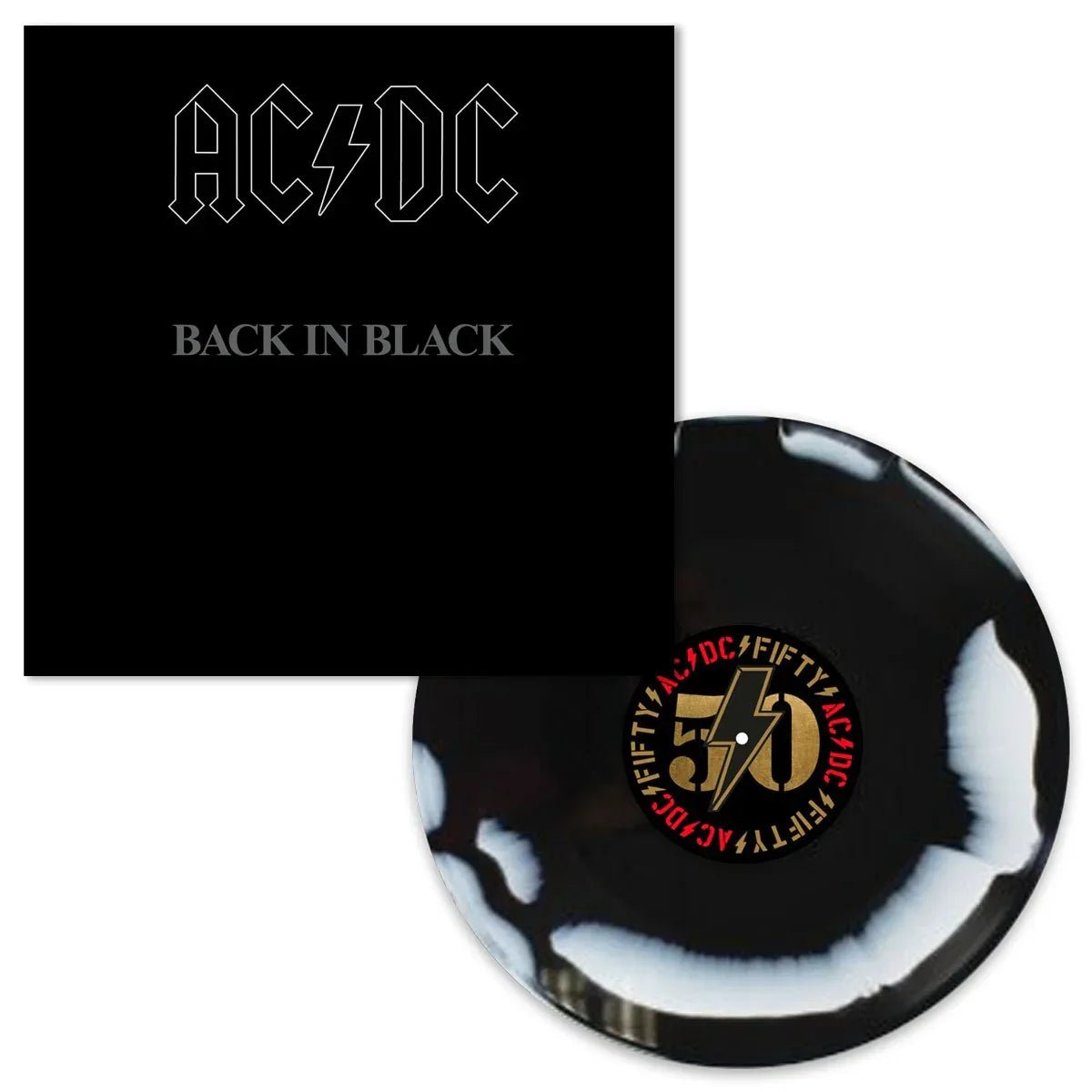 AC/DC - Back In Black: 50th Anniversary (Limited Edition, Black & White Marble Vinyl) (LP) - Joco Records