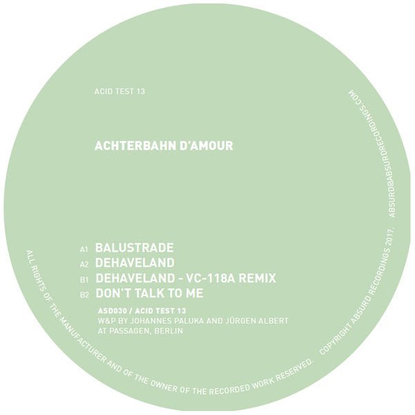 Achterbahn D'amour - Acid Test 13 (12 - Inch Vinyl EP) - Joco Records