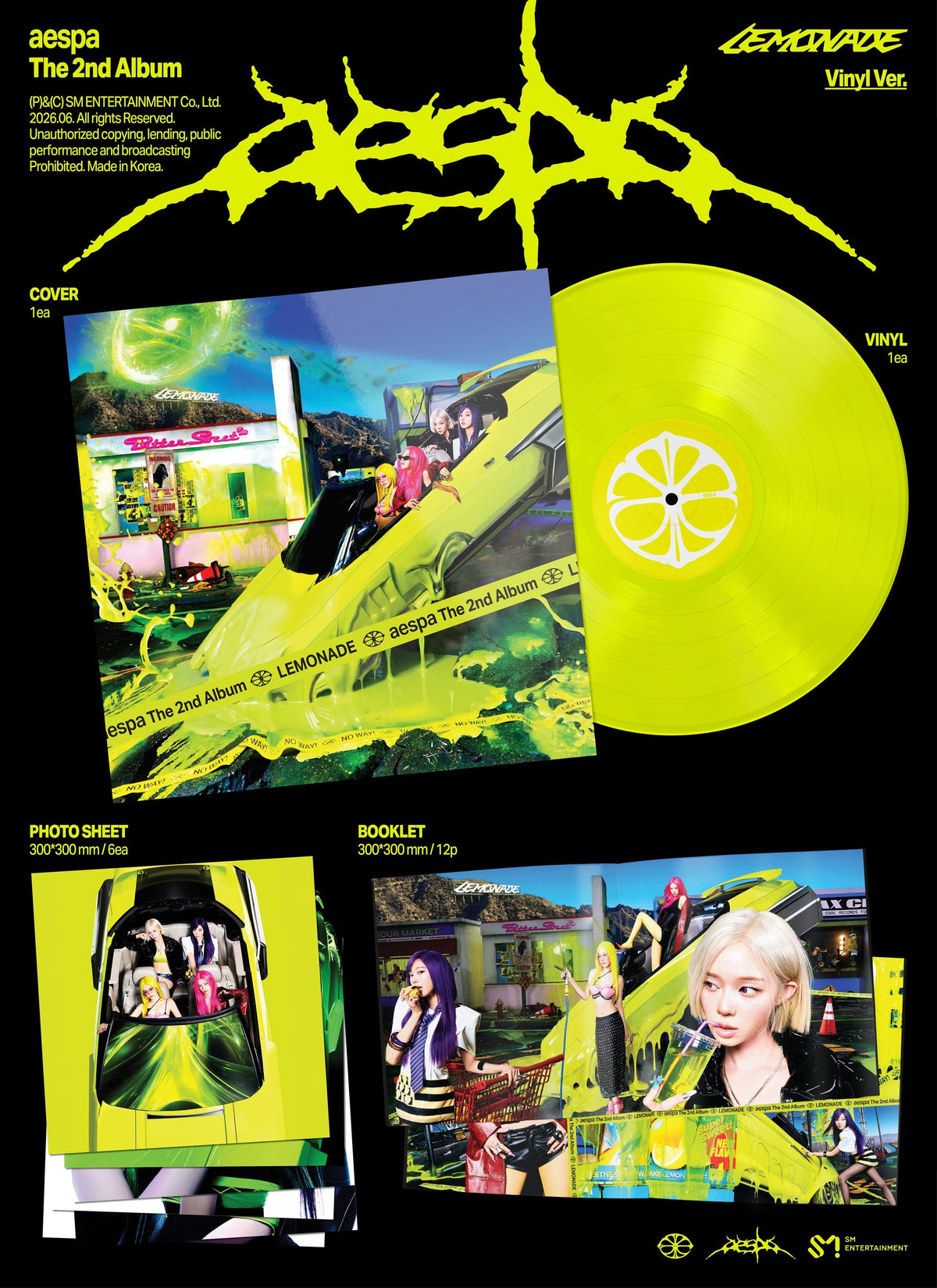 aespa - The 2Nd Album ‘Lemonade’ (Neon Yellow Vinyl)