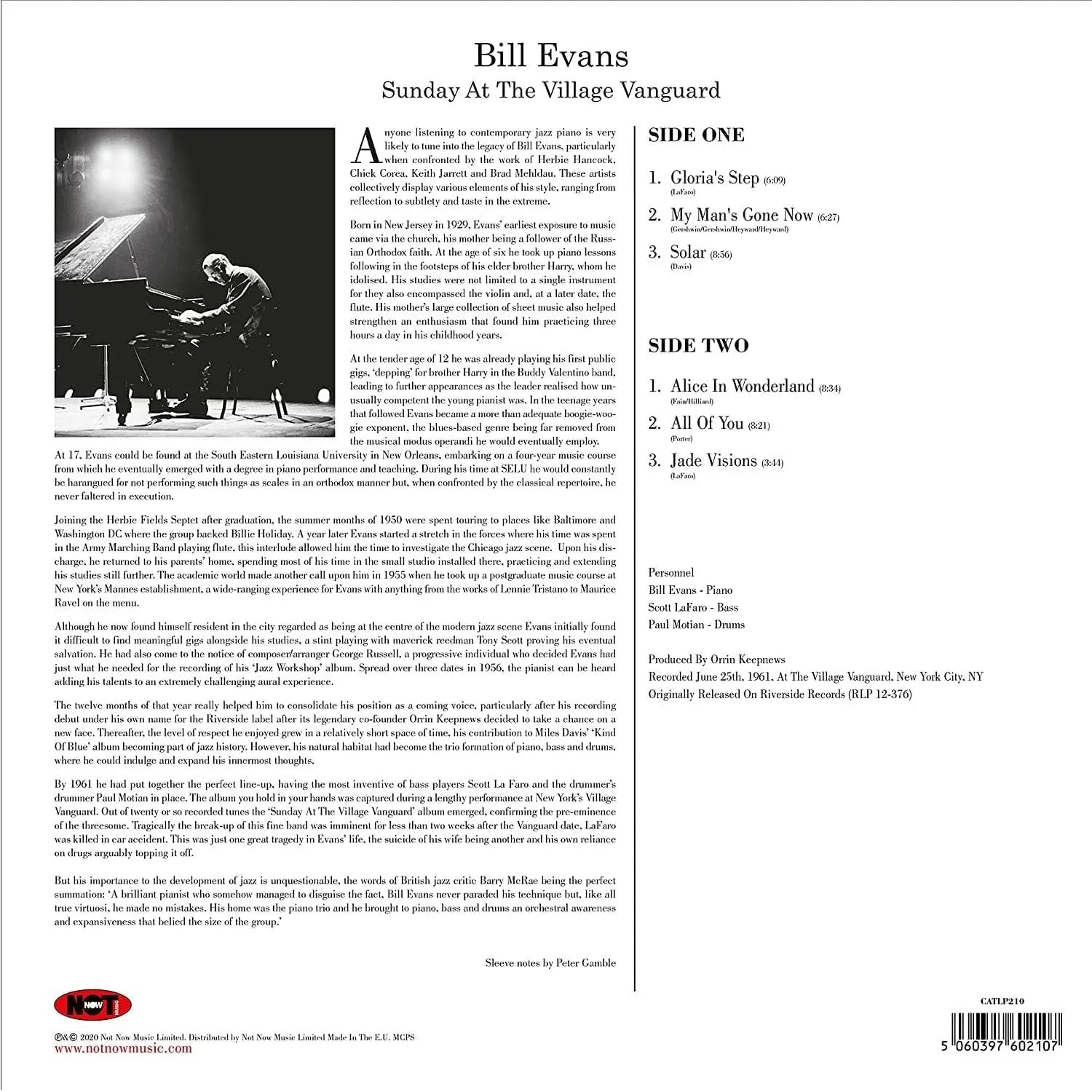 Bill Evans - Sunday At The Village Vanguard (LP) - Joco Records