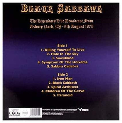 Black Sabbath - Masters Of The Grave: Asbury Park, N.J. August 5th,1975 (Limited Edition Import, Purple Vinyl) (LP) - Joco Records