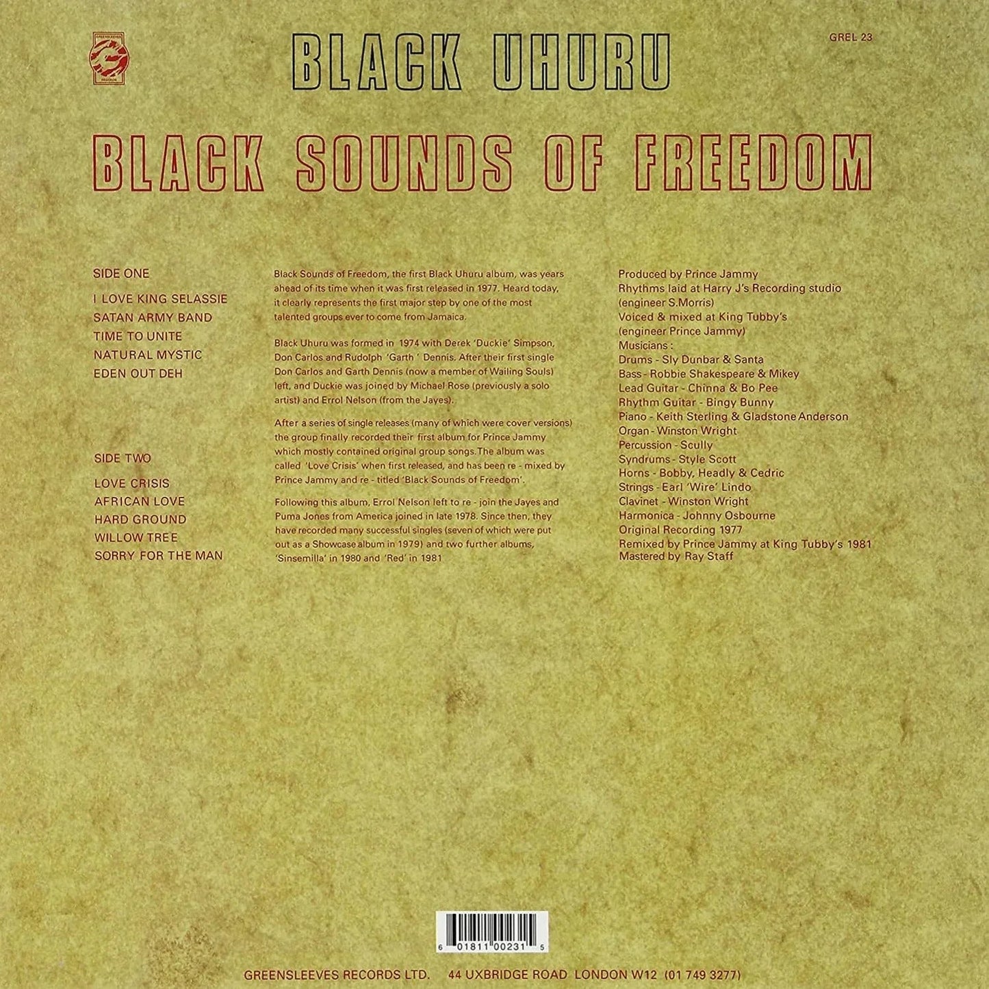 Black Uhuru - Black Sounds of Freedom (LP) - Joco Records