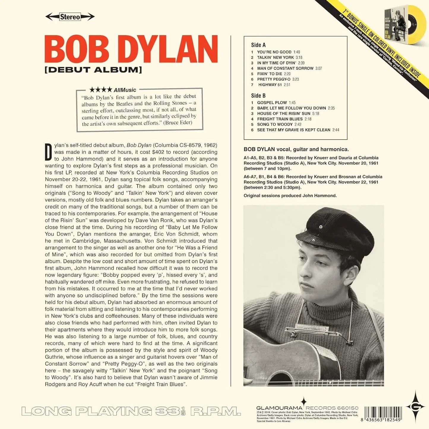 Bob Dylan - Debut Album (+ Bonus 7-Inch Color Vinyl) (LP) - Joco Records