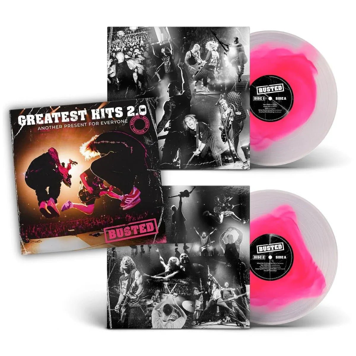 Busted - Greatest Hits 2.0 (Another Present For Everyone) (Pink & Clear Vinyl, Import) (2 LP) - Joco Records