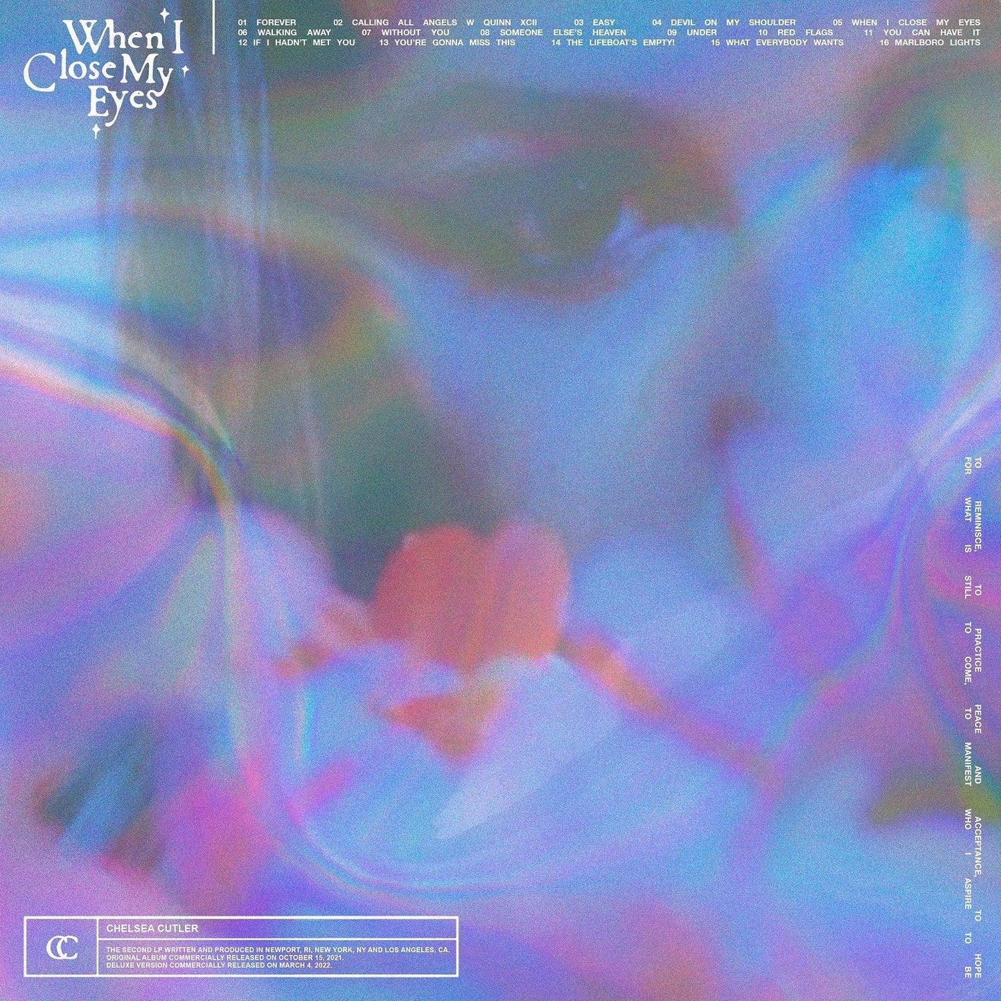 Chelsea Cutler - When I Close My Eyes (Deluxe Edition, Clear Vinyl) (2 LP) - Joco Records