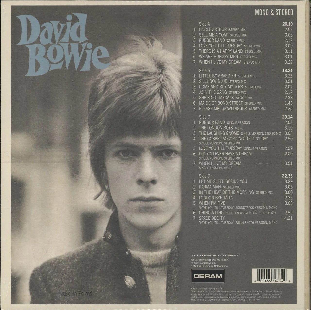 David Bowie - David Bowie (Limited Edition, Cream & Green Swirl Colored Vinyl) (2 LP)