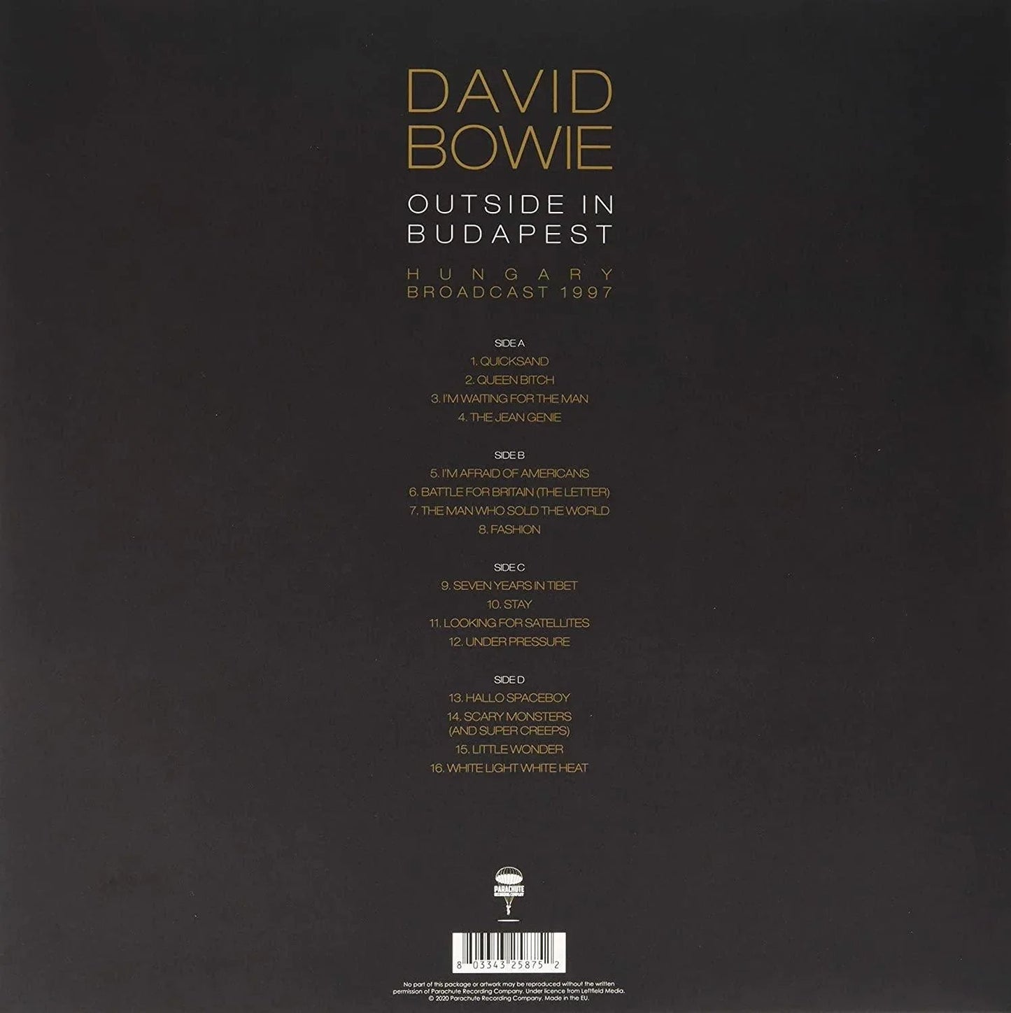 David Bowie - Outside In Budapest (Hungary Broadcast, 1997) (Import, 140 Gram) (2 LP) - Joco Records