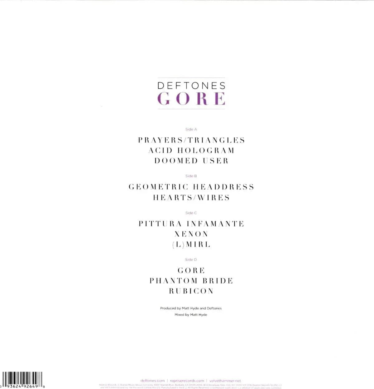 Deftones - Gore (Limited Edition, Gatefold, 140 Gram, White Vinyl) (2 LP) - Joco Records