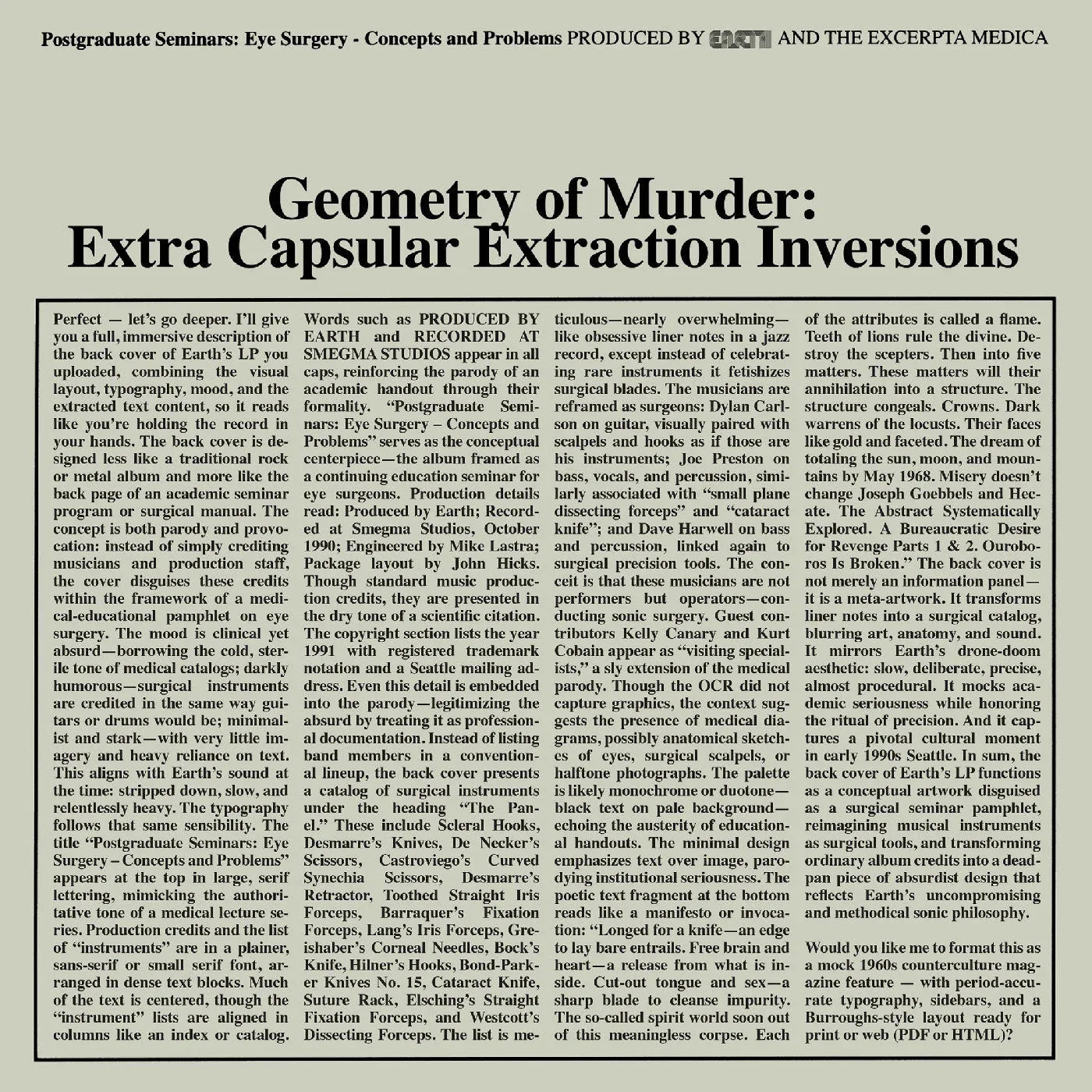 Earth X Black Noi$E - Geometry Of Murder: Extra Capsular Extraction Inversions (Crystal Clear Vinyl) (2 LP) - Joco Records
