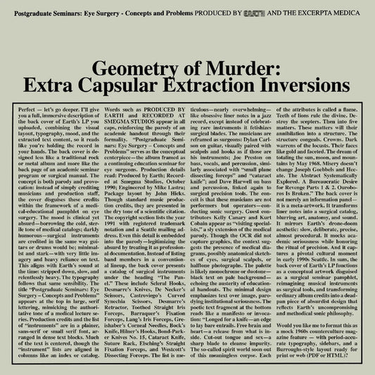 Earth X Black Noi$E - Geometry Of Murder: Extra Capsular Extraction Inversions (Crystal Clear Vinyl) (2 LP) - Joco Records