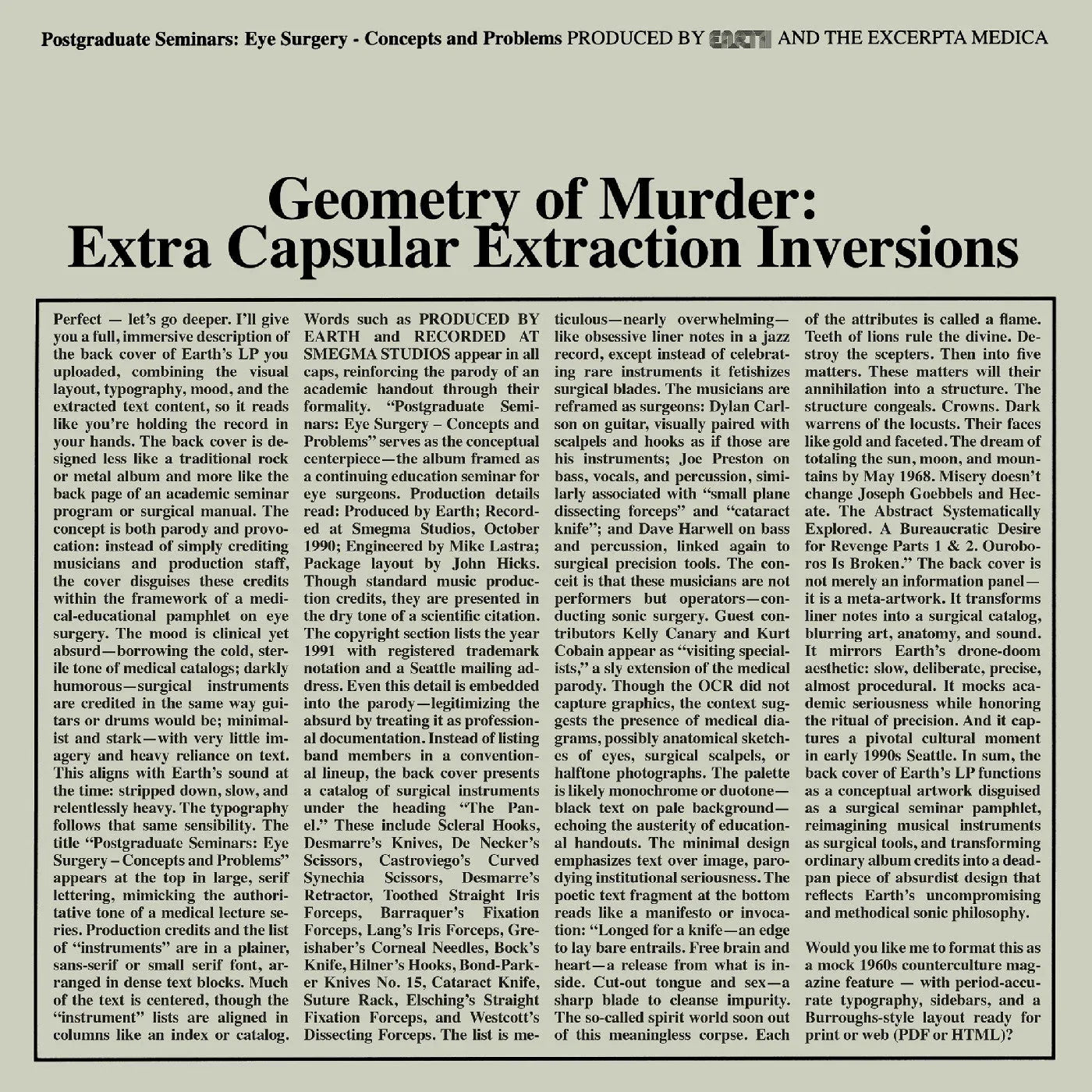 Earth X Black Noi$E - Geometry Of Murder: Extra Capsular Extraction Inversions (Crystal Clear Vinyl)