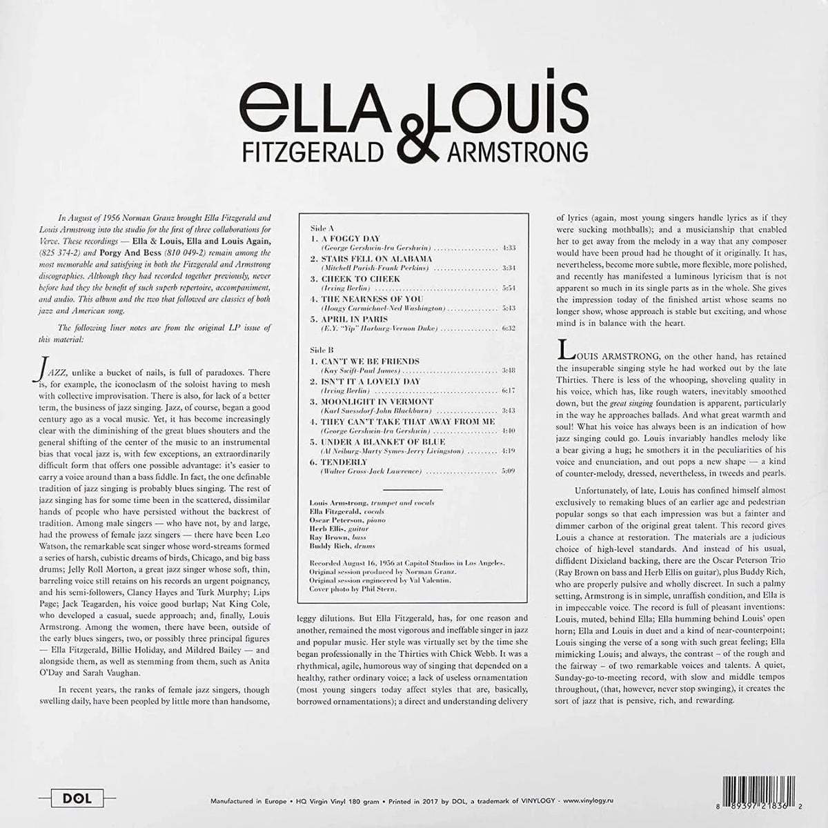 Ella Fitzgerald & Louis Armstrong - Ella And Louis (Gatefold, 180 Gram) (LP) - Joco Records