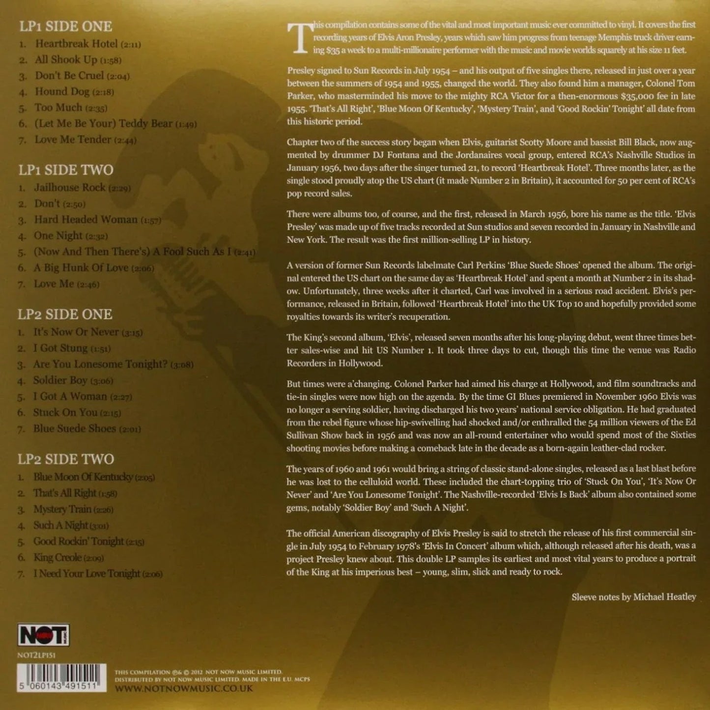 Elvis Presley - Gold (Special Edition Import, Gatefold, 180 Gram) (2 LP) - Joco Records
