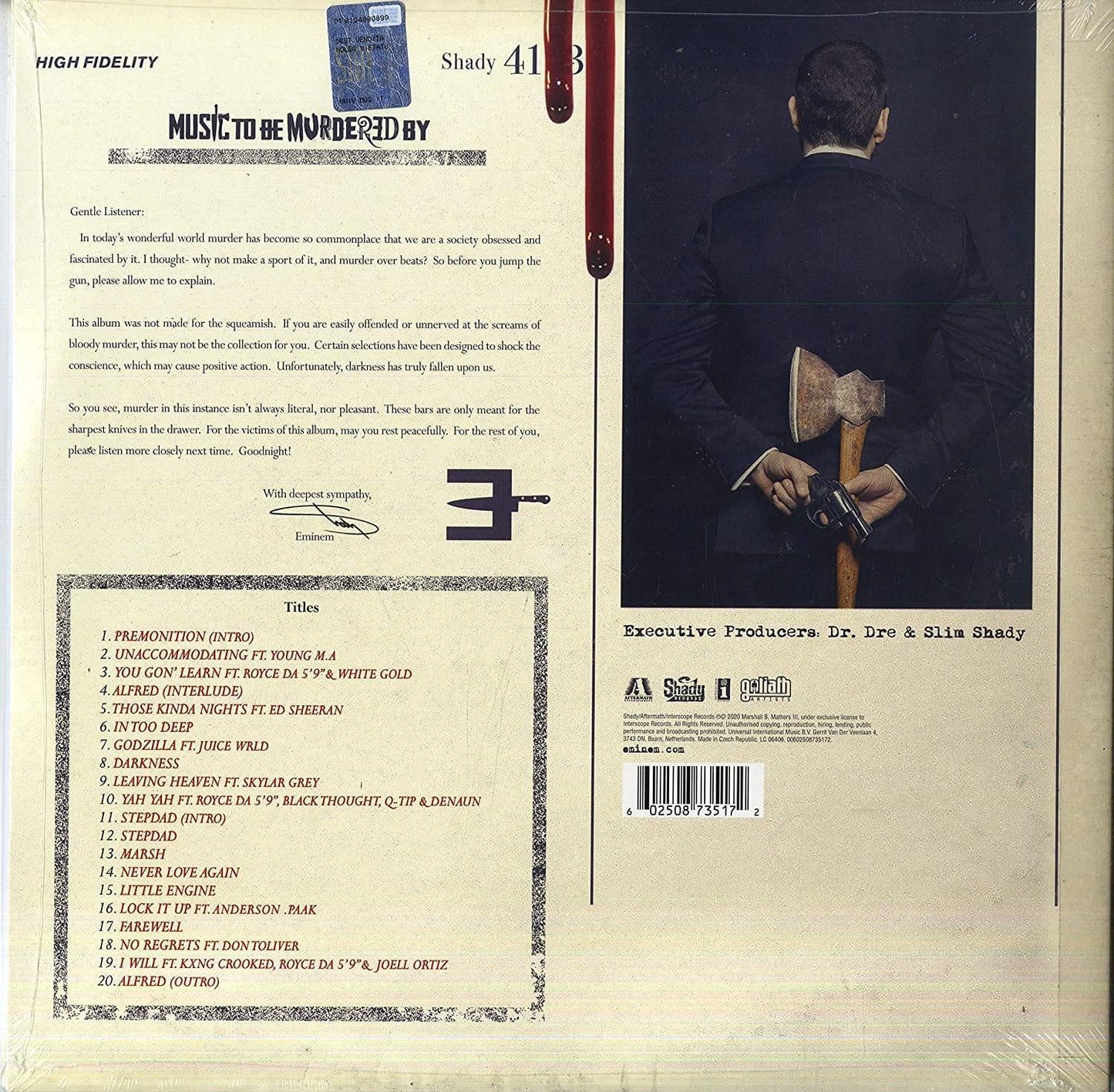 Eminem - Music To Be Murdered By (Limited Edition, Black Ice Vinyl) (2 LP) - Joco Records