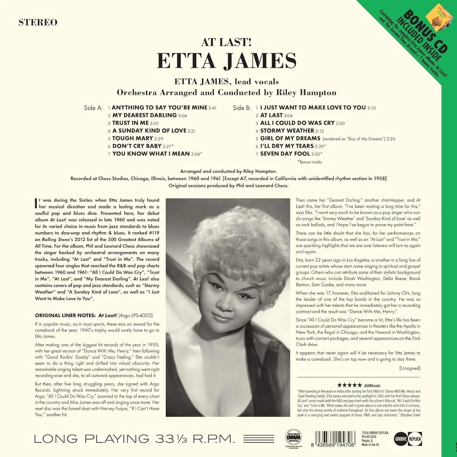 Etta James - At Last! (Import, Includes Bonus Tracks & CD, 180 Gram) (LP) - Joco Records
