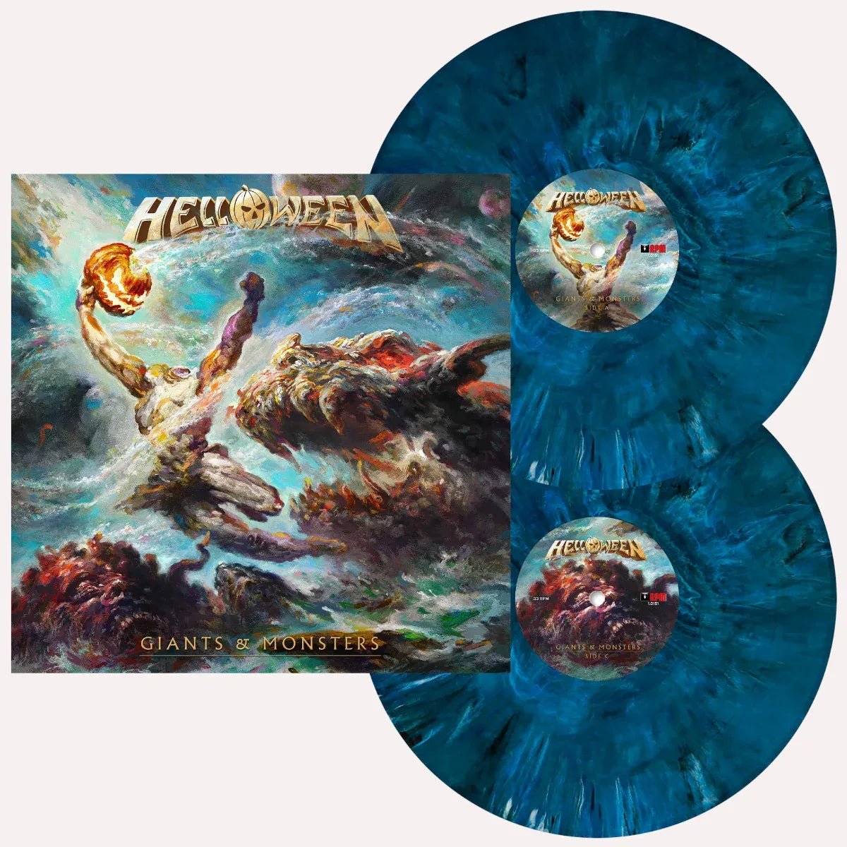 Helloween - Giants & Monsters (Ocean Blue Marbled Vinyl, Pumpkin Etching & Booklet) (2 LP) - Joco Records