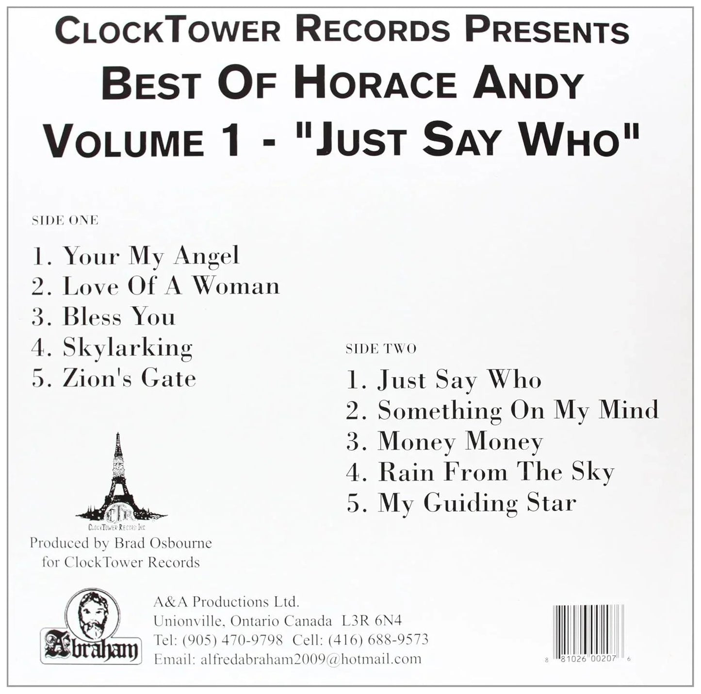 Horace Andy - Best of Horace Andy Vol. 1: Just Say Who (LP) - Joco Records