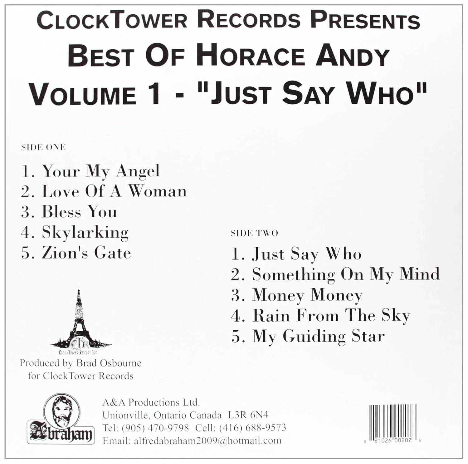 Horace Andy - Best of Horace Andy Vol. 1: Just Say Who (LP) - Joco Records