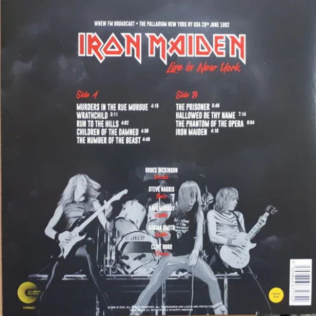 Iron Maiden - Live In New York: Palladium June 29th, 1982 (Limited Edition Import, Yellow Vinyl) (LP) - Joco Records