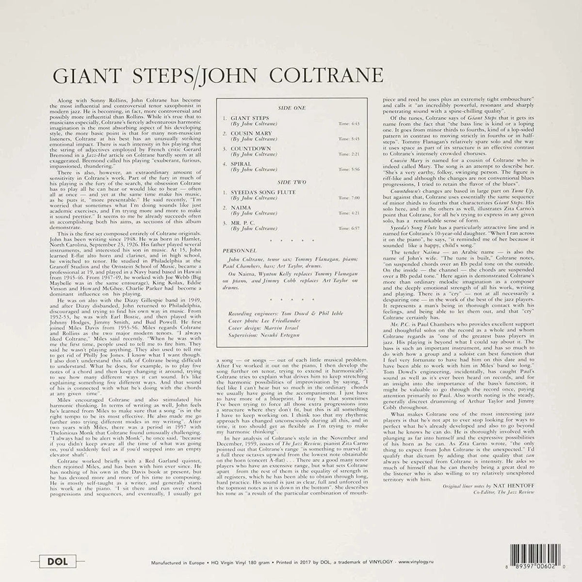 John Coltrane - Giant Steps (Limited Edition, 180 Gram, Blue Vinyl) (LP) - Joco Records