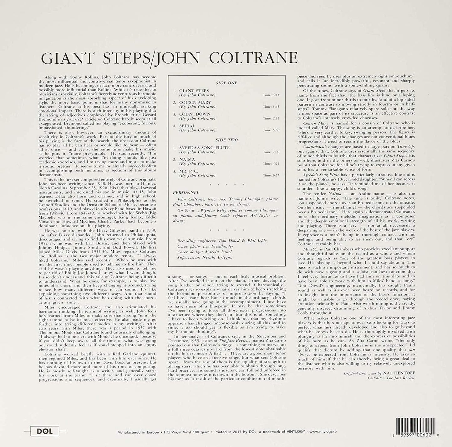 John Coltrane - Giant Steps (Limited Edition Import, 180 Gram, Blue Vinyl) (LP) - Joco Records