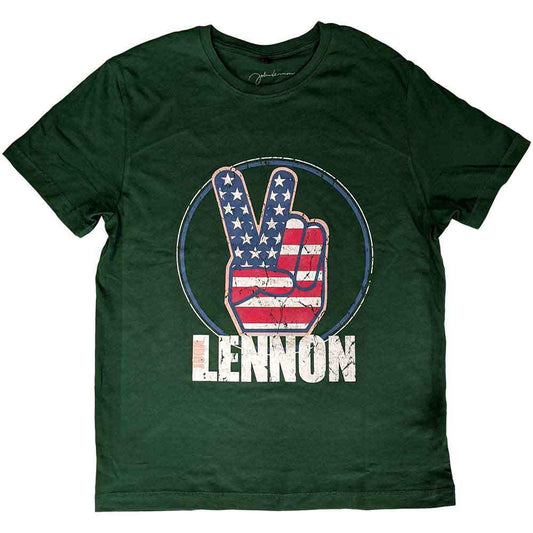 John Lennon - Peace Fingers US Flag (T-Shirt) - Joco Records