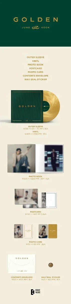 Jung Kook (Bts) - Golden (Sticker, Photo Card, & Postcard) (LP) - Joco Records