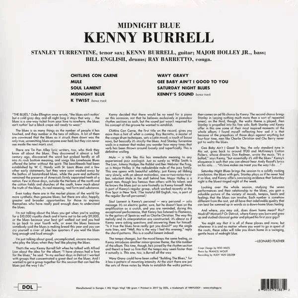 Kenny Burrell - Midnight Blue (Deluxe Gatefold Edition, Remastered, 180 Gram) (LP) - Joco Records