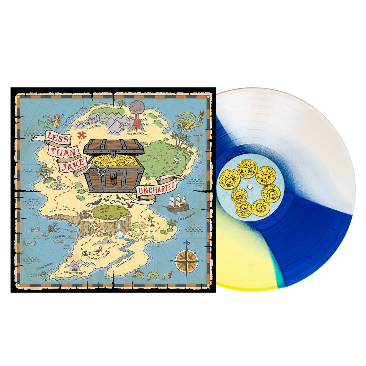 Less Than Jake - Uncharted (Indie Exclusive, Easter Yellow/Blue/Bone Tri-Stripe Vinyl) (LP)