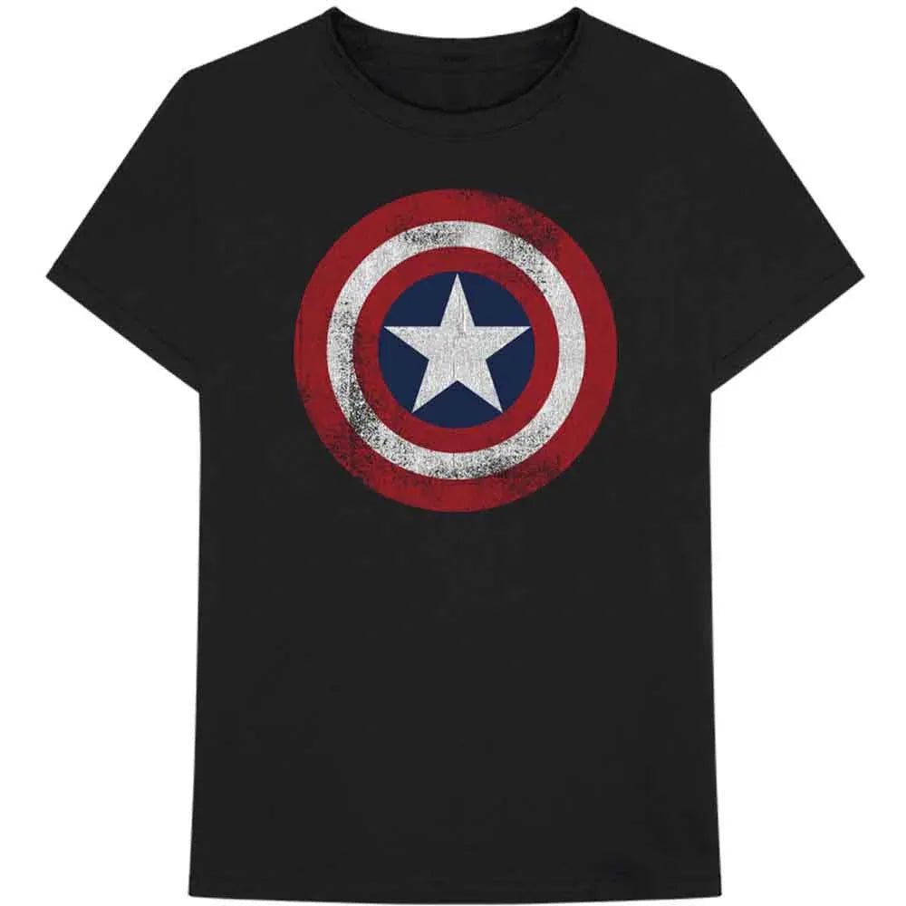 Marvel Comics - Captain America Distressed Shield - Graphic Tee (T-Shirt) - Joco Records