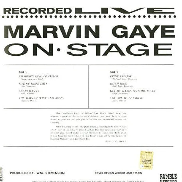 Marvin Gaye - Recorded Live On Stage (LP) - Joco Records