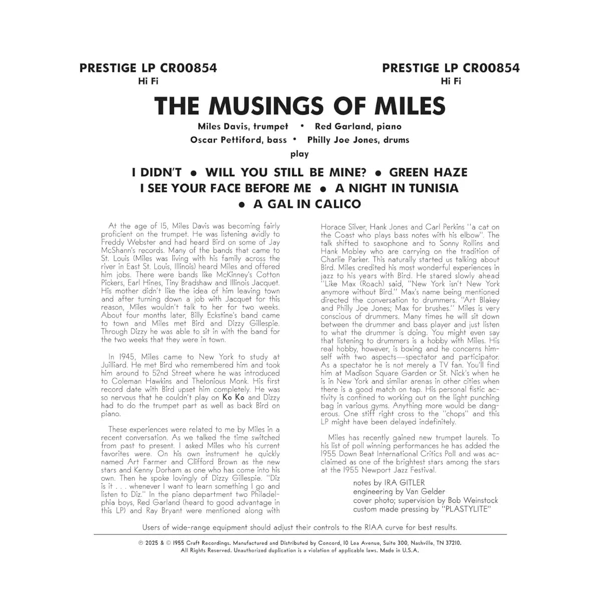 Miles Davis All Stars - The Musings Of Miles (Original Jazz Classics Series) (180 Gram) (LP) - Joco Records