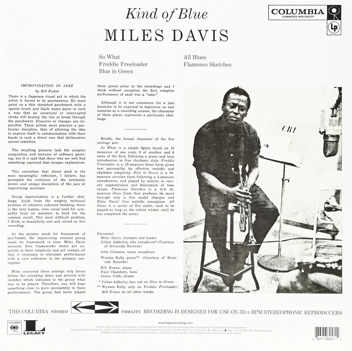Miles Davis - Kind Of Blue (Black, 180 Gram) (LP) - Joco Records