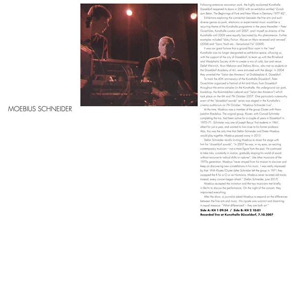 Moebius Schneider - Kunsthalle Dusseldorf (LP) - Joco Records