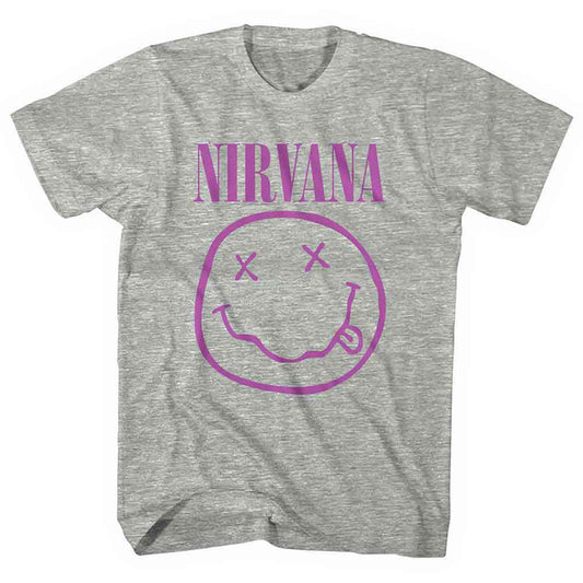 Nirvana - Purple Happy Face -Band Tee (T-Shirt)
