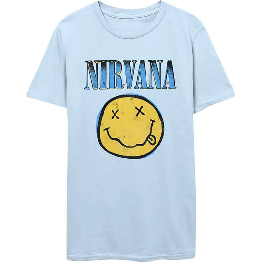 Nirvana - Xerox Happy Face Blue (T-Shirt) - Joco Records