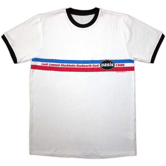 Oasis - 1996 Tour Horizontal Stripes Tee White