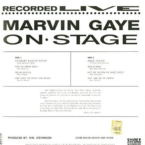Marvin Gaye - Recorded Live On Stage (LP)