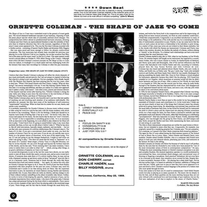 Ornette Coleman - The Shape Of Jazz To Come (Import, 180 Gram) (LP) - Joco Records