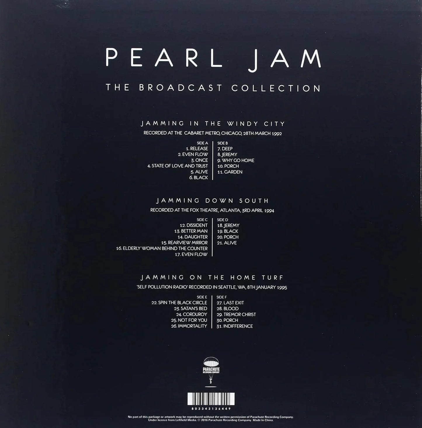 Pearl Jam - The Pearl Jam Broadcast Collection (Limited Edition, Clear Vinyl) (3 LP Box Set) - Joco Records