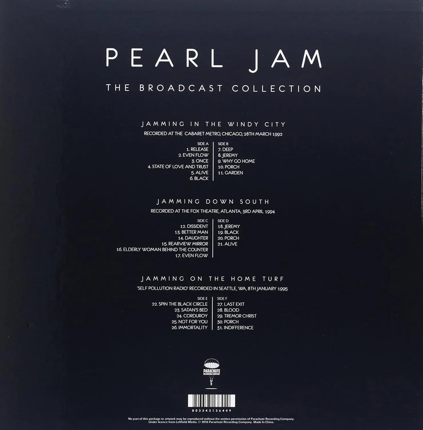 Pearl Jam - The Pearl Jam Broadcast Collection (Limited Edition, Clear Vinyl) (3 LP Box Set) - Joco Records