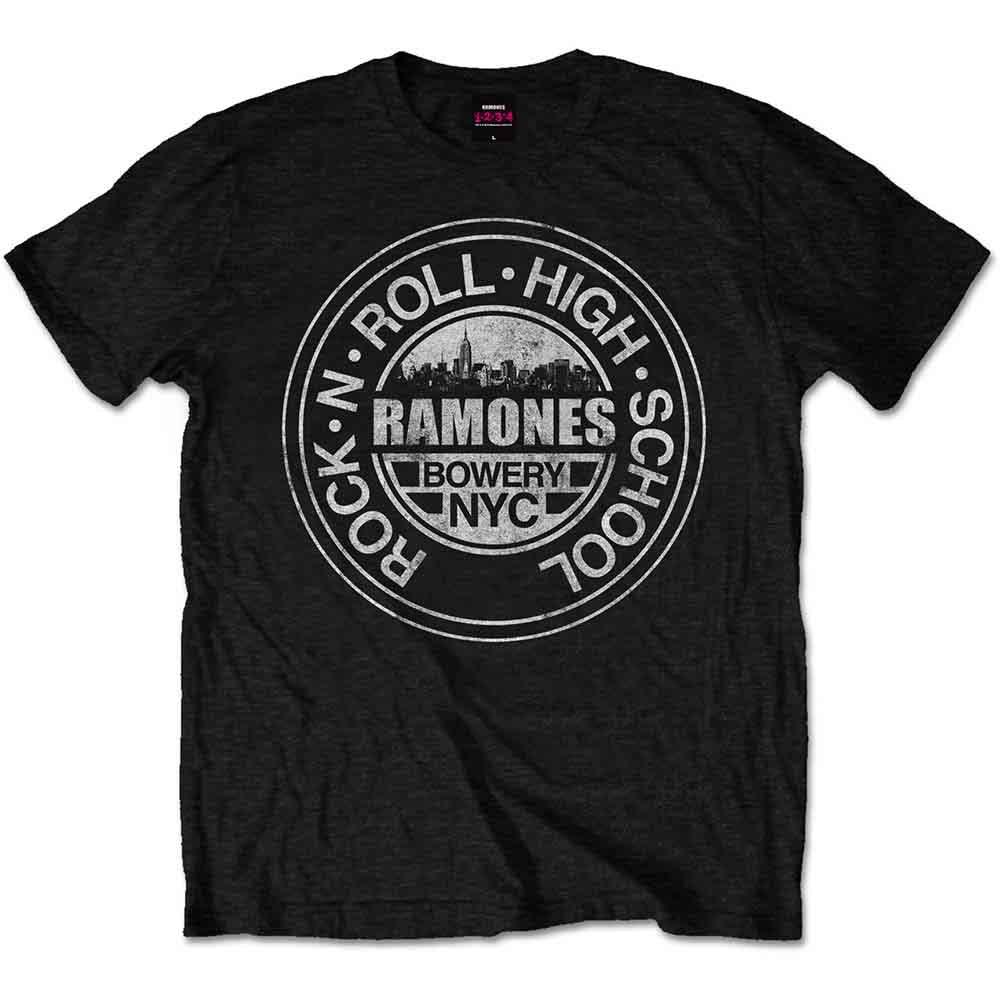 Ramones - Rock 'N Roll High School, Bowery, Nyc (T-Shirt) - Joco Records