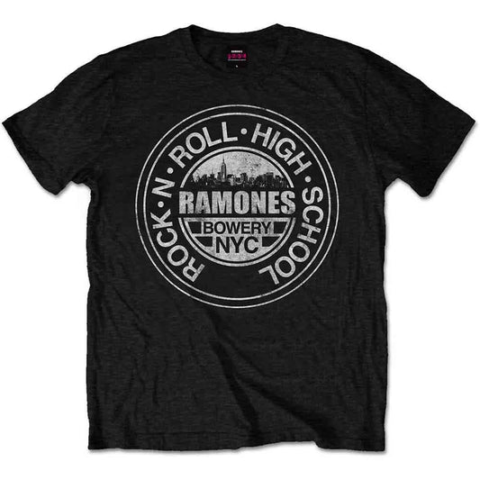 Ramones - Rock 'N Roll High School, Bowery, Nyc (T-Shirt) - Joco Records