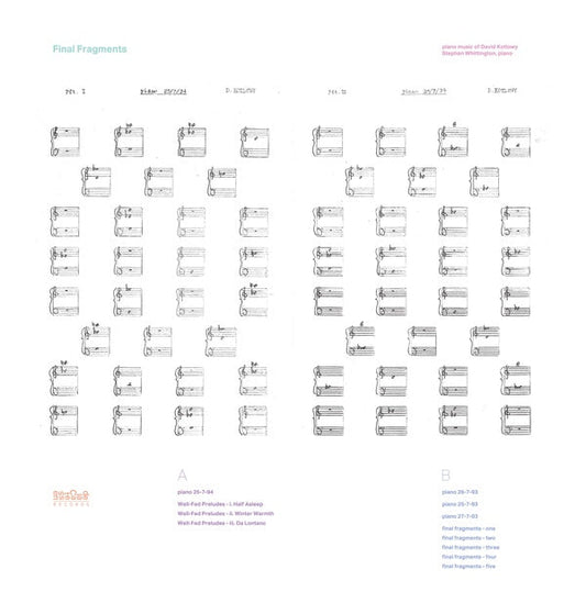 Stephen Whittington - Final Fragments - Piano Music Of David Kotlowy (Vinyl) - Joco Records