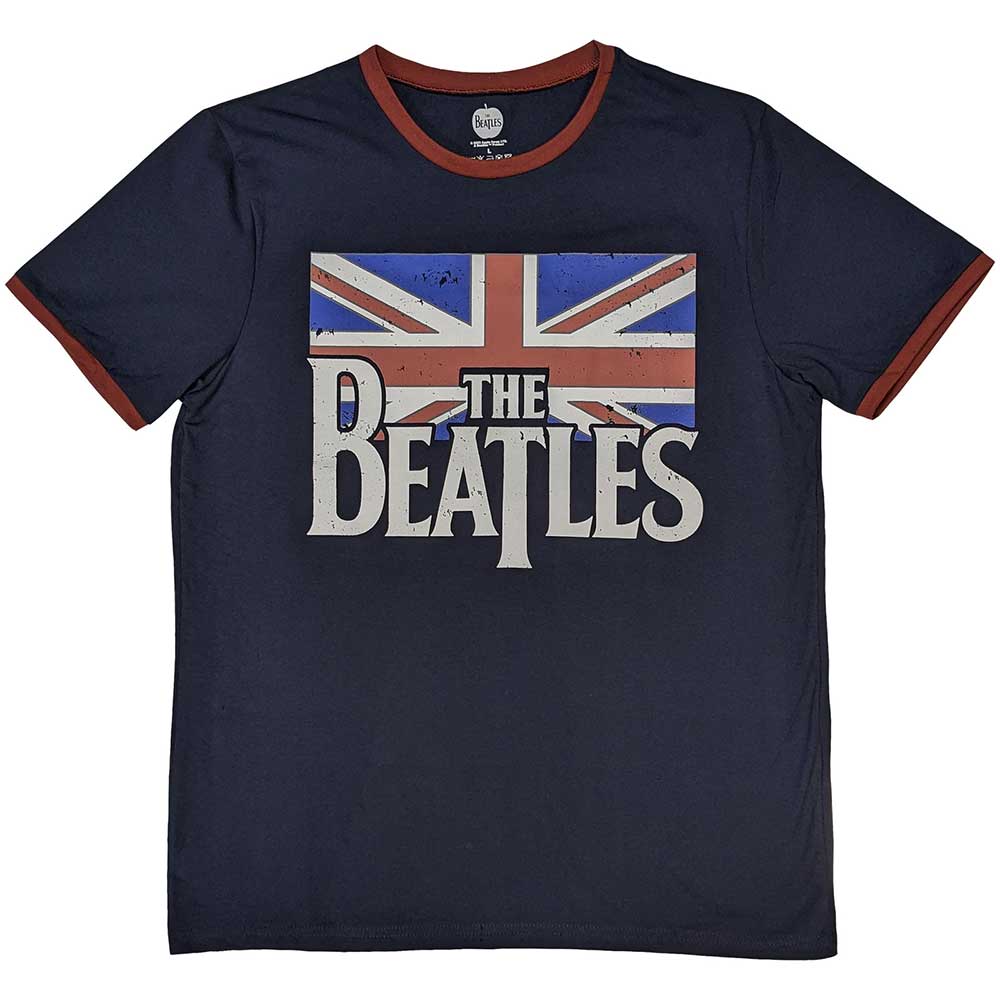 The Beatles - Drop T Logo & Vintage Flag Blue