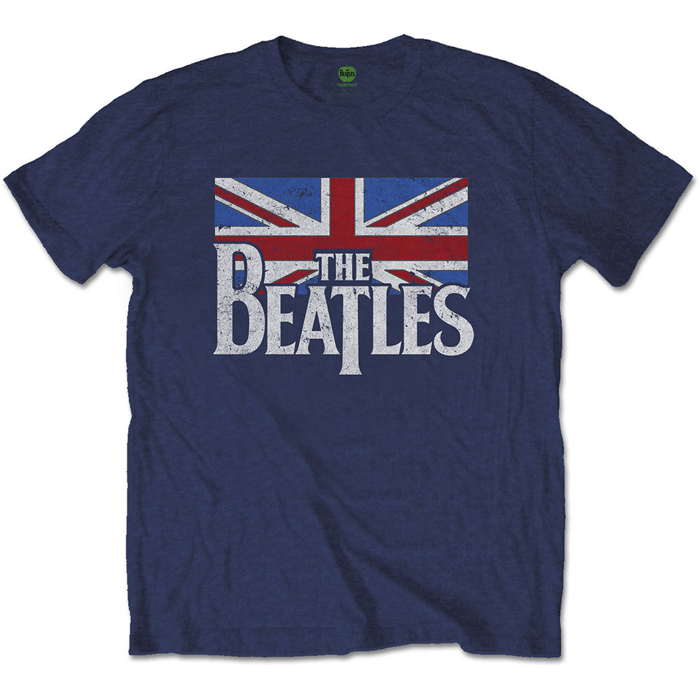 The Beatles - Drop T Logo & Vintage Flag (T-Shirt)