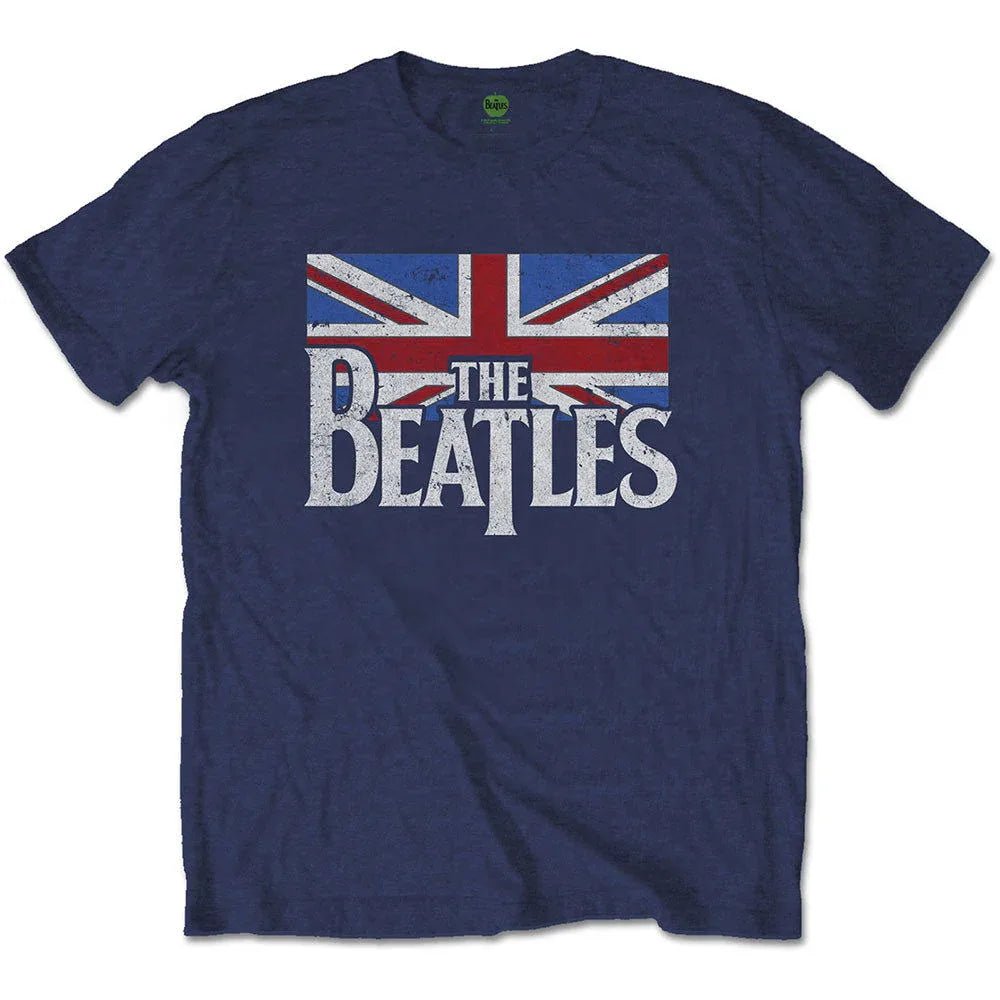 The Beatles - Drop T Logo & Vintage Flag (T-Shirt) - Joco Records