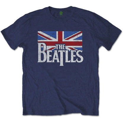 The Beatles - Drop T Logo & Vintage Flag (T-Shirt) - Joco Records