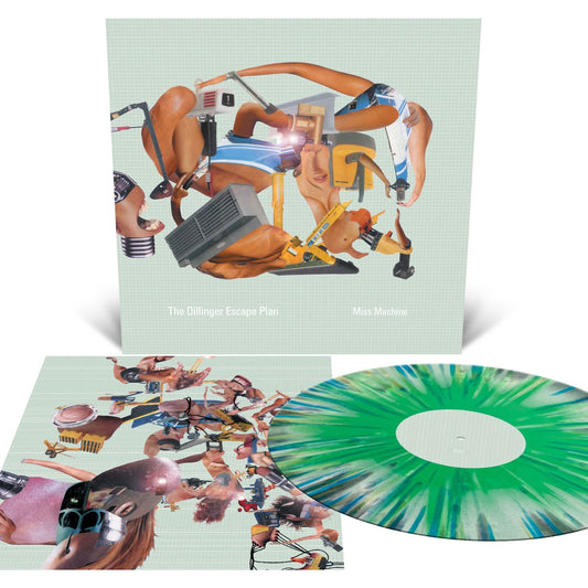 The Dillinger Escape Plan - Miss Machine (Mint Green, White and Metallic Silver Tri Color Merge with Mustard, Cyan Blue and White Splatter)