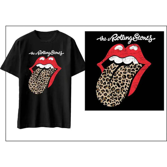 The Rolling Stones - Leopard Print Tongue (T-Shirt) - Joco Records
